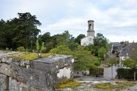 Blick von der Stadtmauer auf alte Kirch