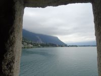 Montreux, Wasserschloss Chillon mit Blick auf Genfer See