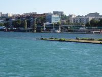 Lyon - Ausfahrt, Zusammenfluss von Rhone und Saone