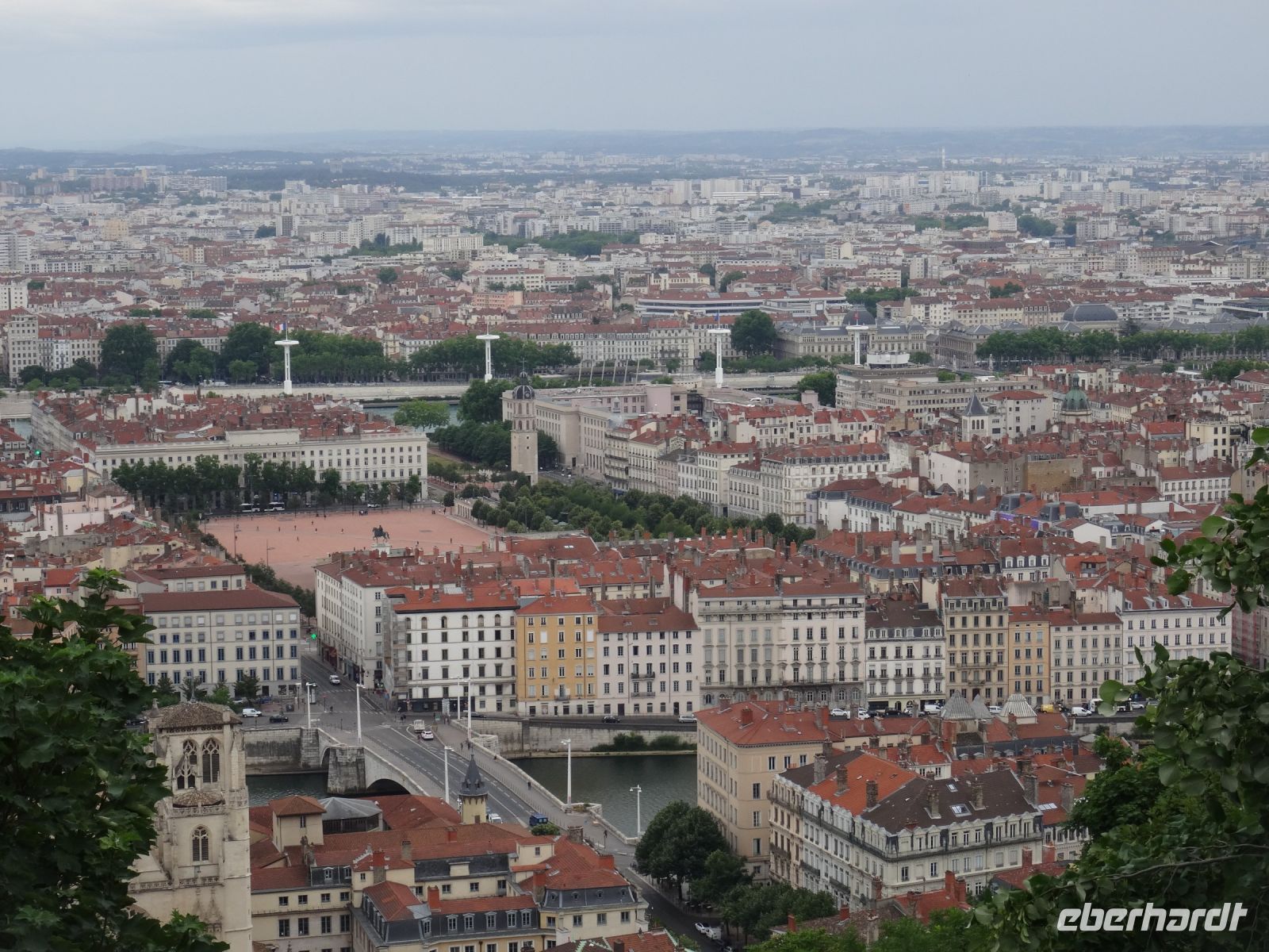 Lyon - Blick von der Basilika auf den Platz Bellecour