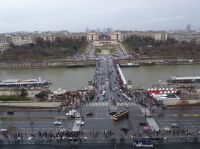 Tag 4 01.01.2023 Paris Silvesterreise, Blick vom Eiffelturm auf den Trocadéro