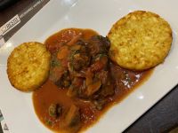 Abendessen: Rindergulasch à la provençale, Kartoffelrösti