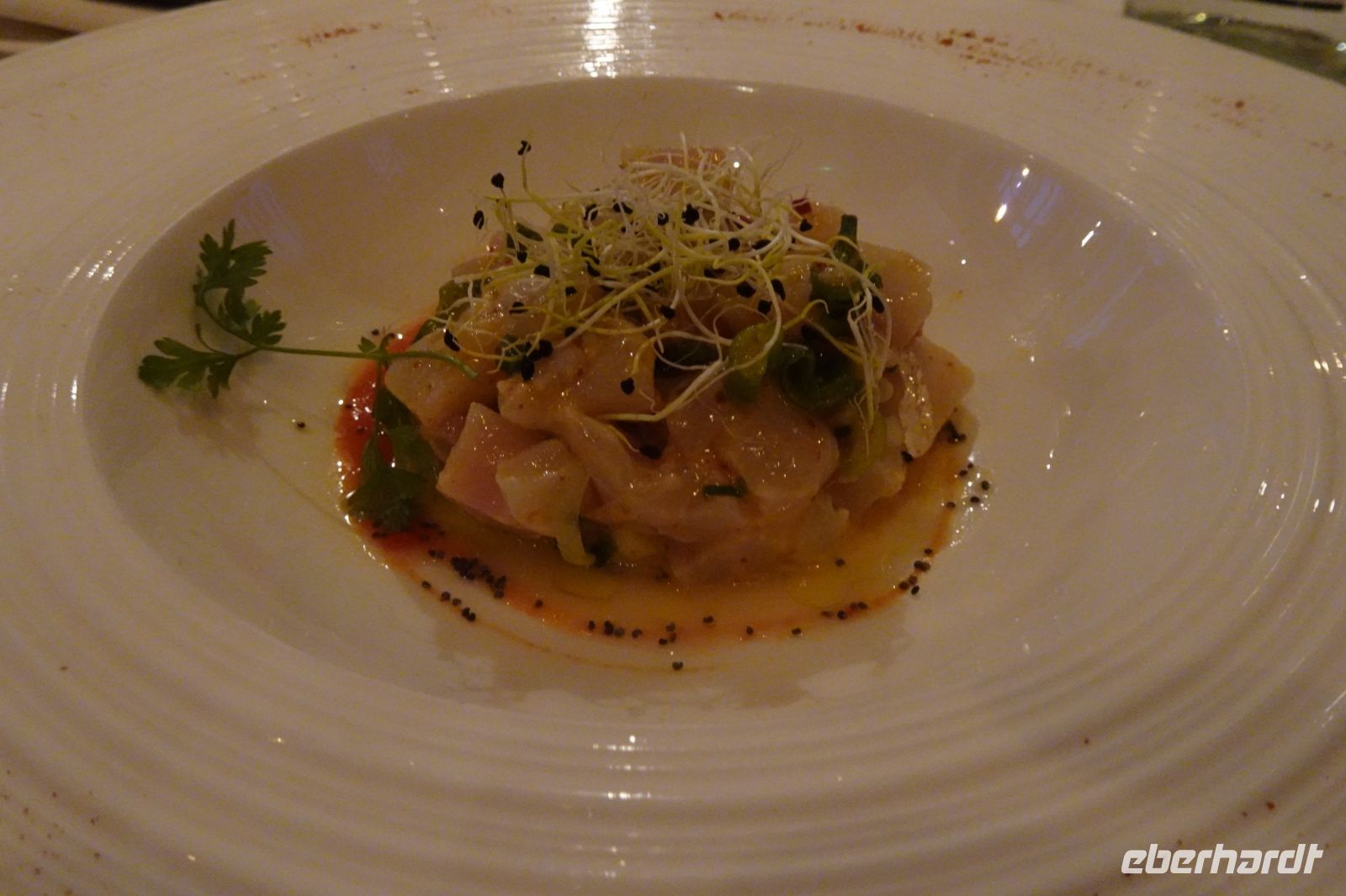 Tag 1, 28.03.2024 Entdeckerspaziergang, Vorspeise, Tartare de Dorade