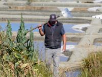 Salzarbeiter im Salzgarten der Guérande