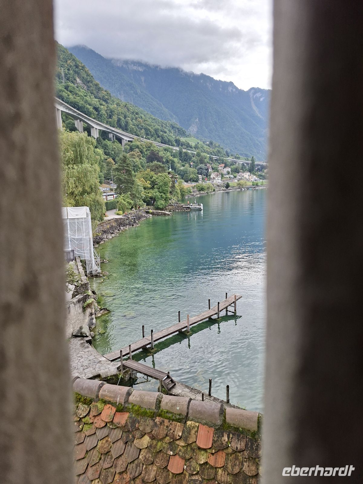 Schloss Chillon -Blick vom Beobachtungsturm auf den Genfer See