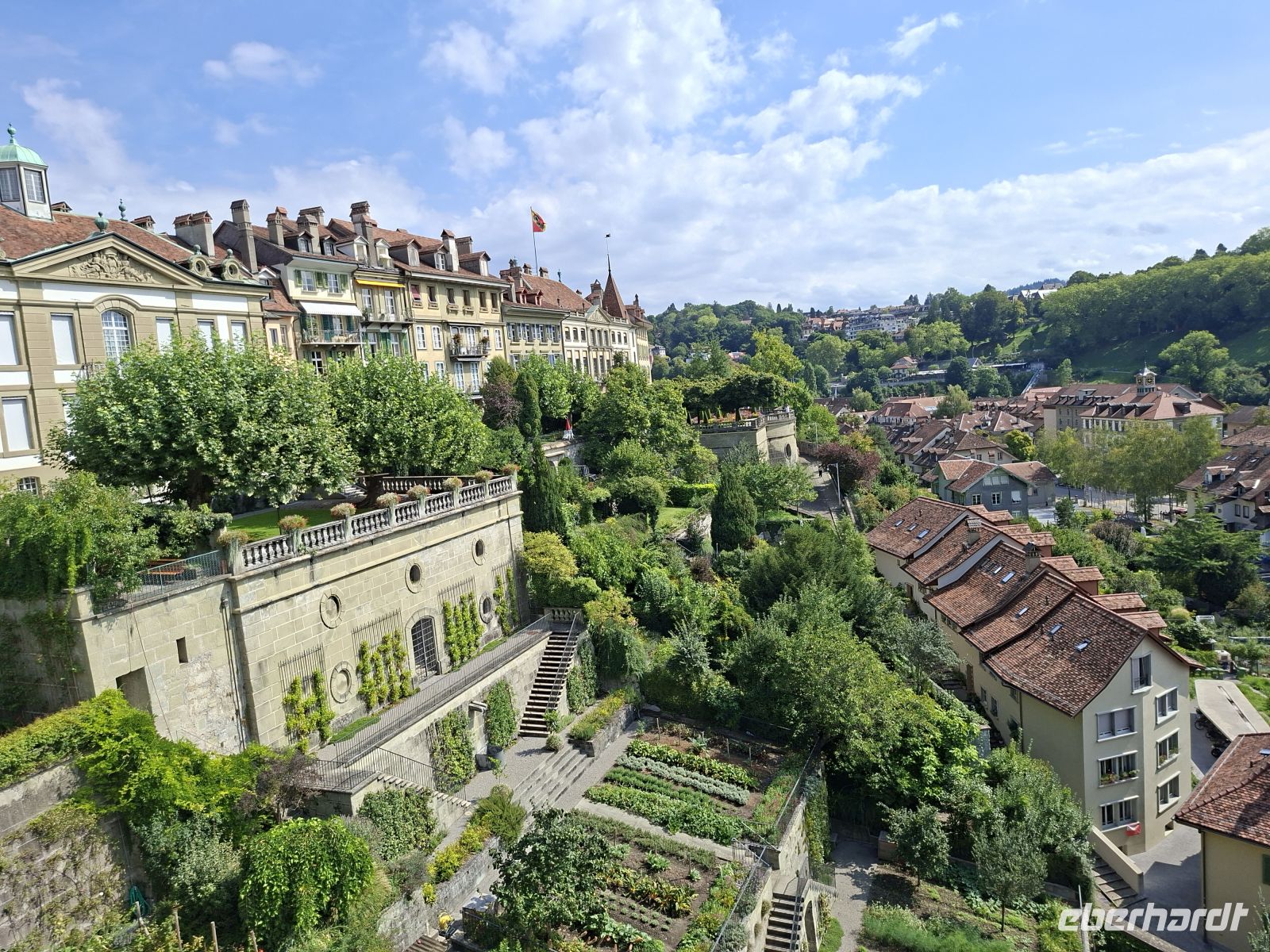 Blick auf  Nutzgärten in der Berner Altstadt