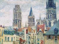 Rouen-Fachwerkviertel und Kathedrale Gemälde von Pissaro von 1898