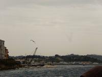 Blick vom Boot auf Korfu Stadt