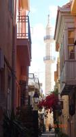 Rethymnon - enge Gasse, Minarett und Holzbalkon
