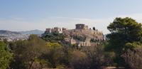Blick vom Filopappou Hügel auf die Akropolis
