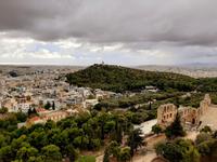 Athen - Ausblick von der Akropolis in Richtung Philopappos-Hügel