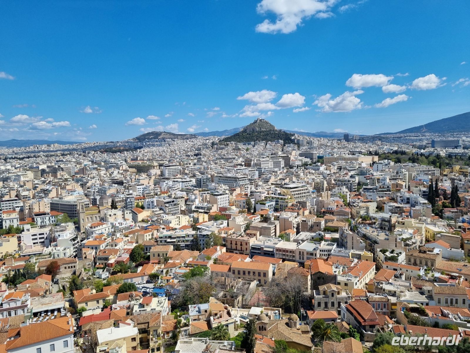 Athen - Ausblick von der Akropolis auf den Lykabettus-Hügel