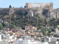 Blick auf Akropolis vom Hotel in Athen