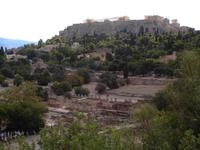 Blick über die Agora zur Akropolis in Athen