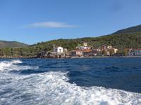 Lesbos, Skala Sikaminea vom Boot aus