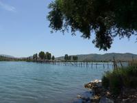 Korfu, Albanienausflug, Butrinti, Blick über den Vivar-Kanal zu albanischen Dörfern