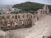 Blick von der Aktropolois Athen aufs Theater