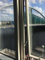 Blick aus unserem Hotel auf den River Clyde