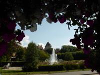 Blick über Jubiläumsfontäne zum Windsor Castle