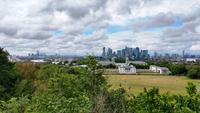 039 Greenwich, Ausblick vom Königlichen Observatorium, City, Old Royal Naval College und Canary Wharf