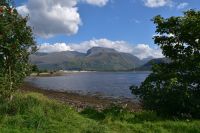 229 Corpach, Blick über den Loch Linneh zum Ben Nevis Massiv