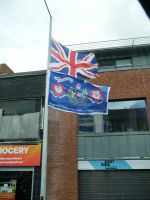 Laternenbeflaggung im protestantischen Viertel 