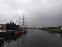 Riversidemuseum mit Glenlee, im Hinterground Hydro und Armadillo