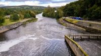 219 Fluss Tunnel, rechts die Fischtreppe, Pitlochry