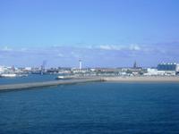 Blick auf Calais von der Fähre von P&O