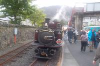 Lok auf dem Bahnhof von Blaenau