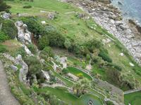 Blick von oben auf die Gärten