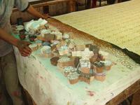 Textilstempel in der Weberei in Jaipur