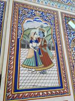 Wandmalerei in einem Haweli, Hindugott Krishna