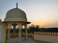 Sonnenuntergang, Dach des Haveli Heritage Hotels, Ranthambhore Nationalpark