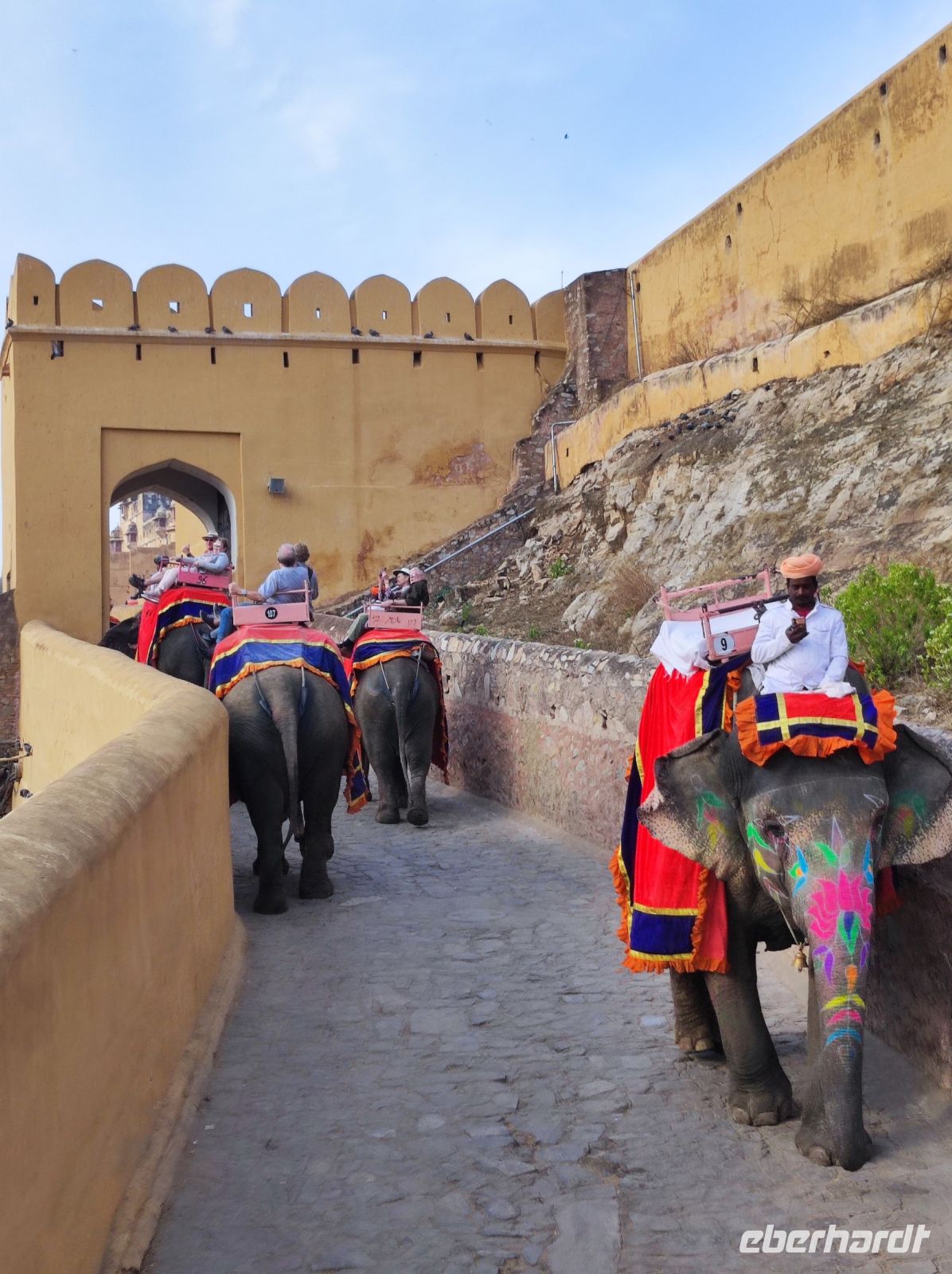Auf dem Elefanten hoch auf das Amber Fort in Jaipur, Rajesthan - Indien