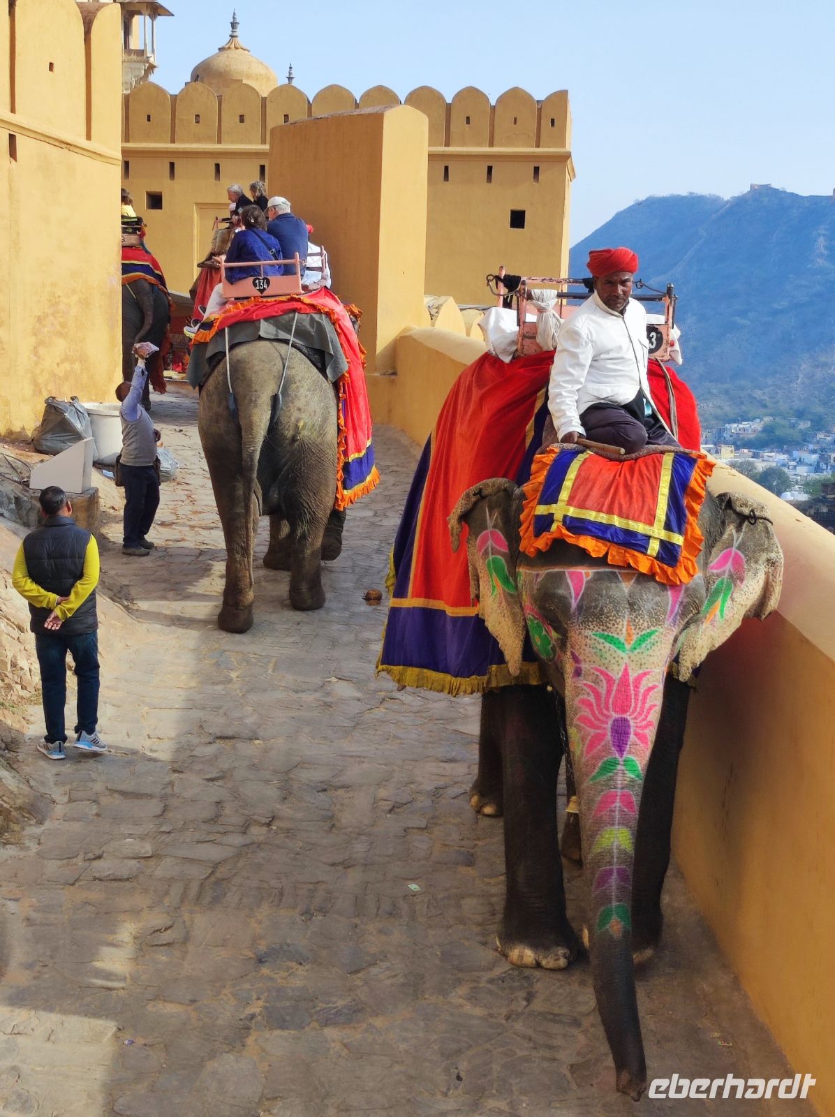 Auf dem Elefanten hoch auf das Amber Fort in Jaipur, Rajesthan - Indien