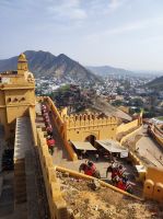Auf dem Elefanten hoch auf das Amber Fort in Jaipur, Rajesthan - Indien