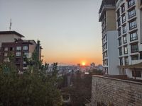 25) Sonnenaufgang Terrasse Hotel Tibet, Kathmandu, Nepal