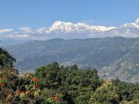 193) World Peace Pagode mit Blick auf Annapurna-Massiv - Gebirgskette, Pokhara, Nepal