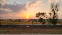 Busfahrt von Agra nach Delhi - Sonnenuntergang