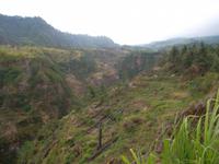 tiefe Risse durchziehen das Erdreich am Merapi