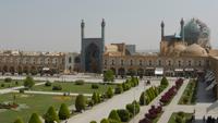 Isfahan, Blick on der Terrasse des Ali Qapu Palastes auf die Imam-Moschee