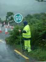 Wir dürfen nun an der lebenden Ampel vorbei nach Killarney fahren