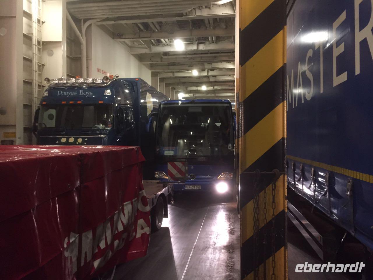 Unser Bus auf der P&O zurück nach Rotterdam