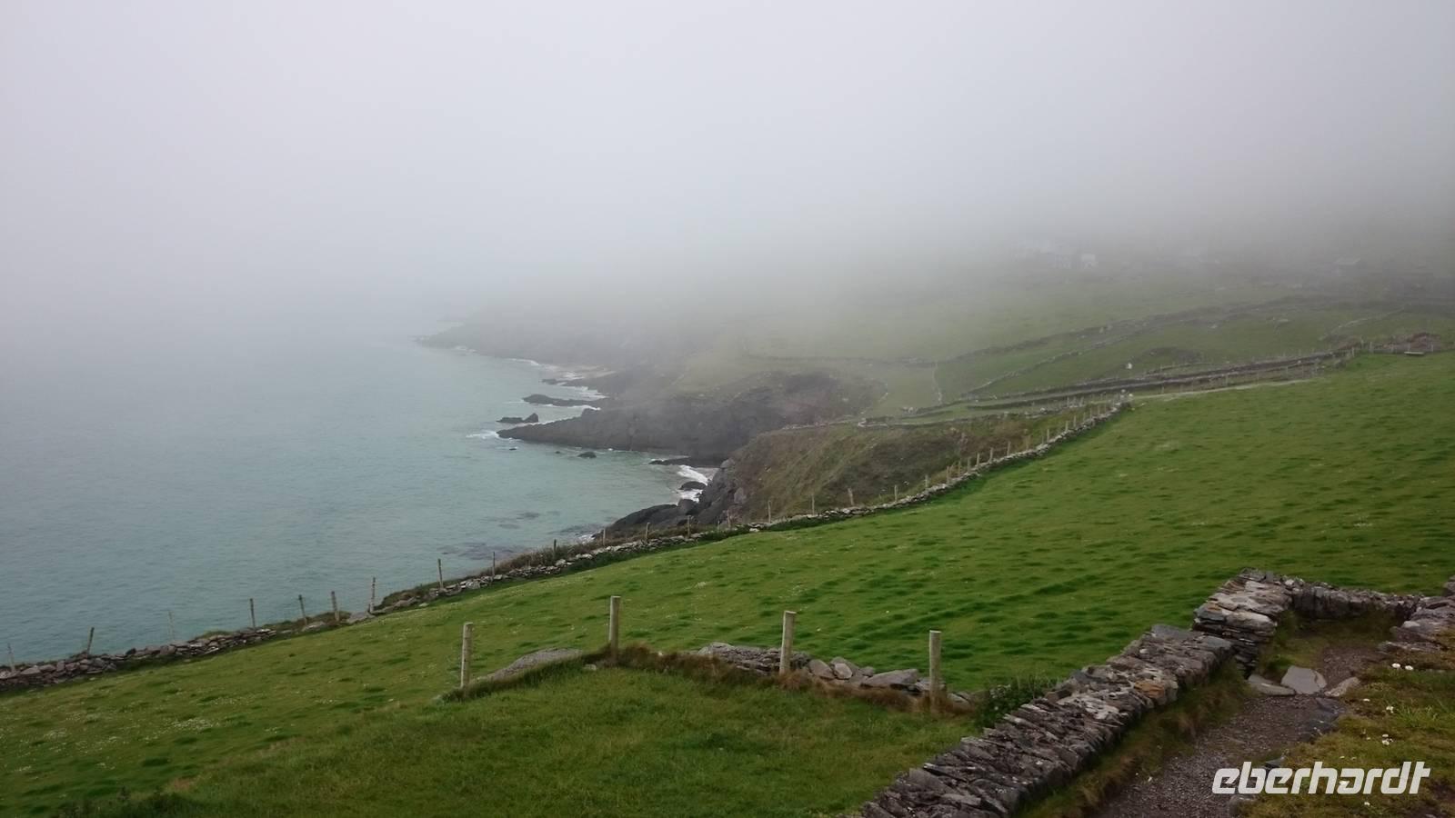 Steilküste von Dingle mystisch im Nebel