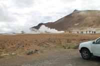 Fotostopp an den Schlammquellen von Námaskarð 