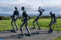 Jazzgruppe vor dem Wasserspeicher Perlan bei Reykjavik