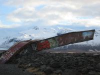 verbogener Stahlträger der Skeidararsbrücke
