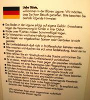 Hinweise in dr Blauen Lagune
