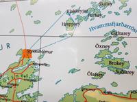 Island, Stykkisholmur, Bootsfahrt, blaue Punktlinie